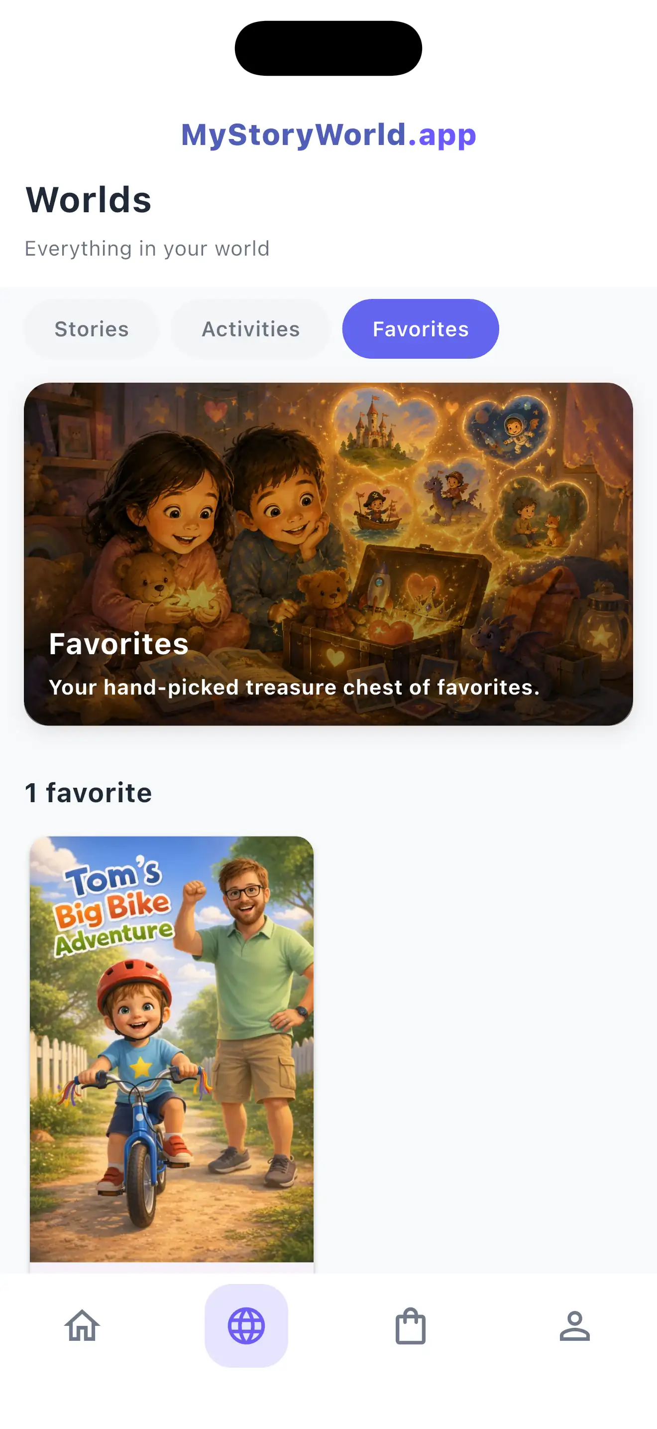 Keep their favourite adventures close. app screen
