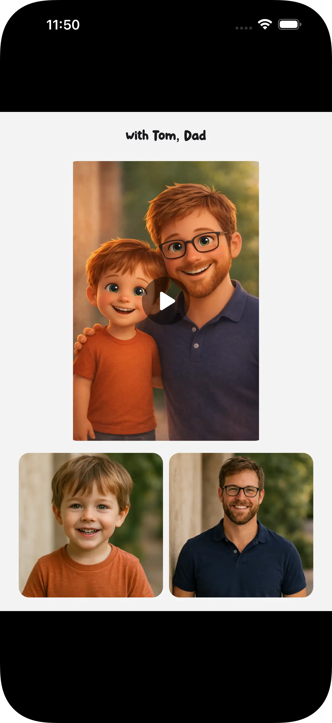 Bring special scenes to life with video. app screen