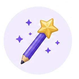 A purple magic pencil with a golden star