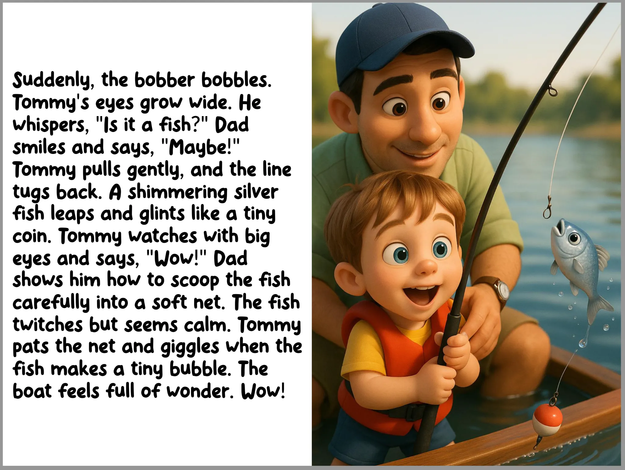 Sample storybook page shown as a PDF on a tablet