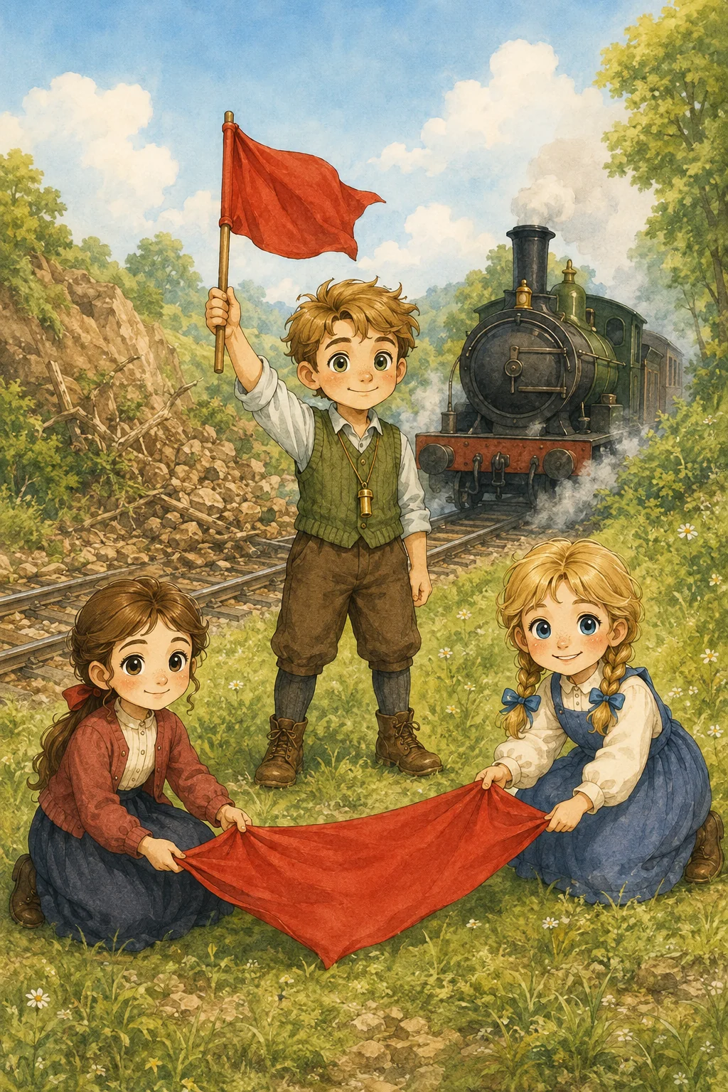 Illustrated scene 1 from The Railway Children